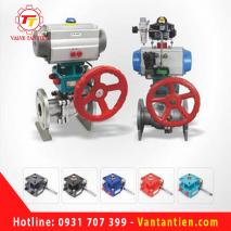 Van bi inox 304 nối bích khí nén có tay quay